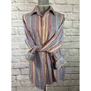 Vintage 90's Cotton Club Men's Cotton Club Vertical Striped Shirt